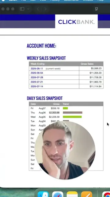 Jason logged into his ClickBank account, posted Aug 8
