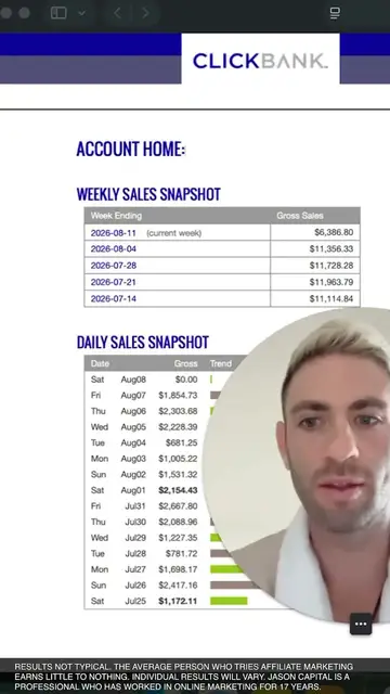Jason logged into his ClickBank account, posted Aug 9