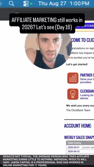 Jason logged into his ClickBank account, posted Aug 28