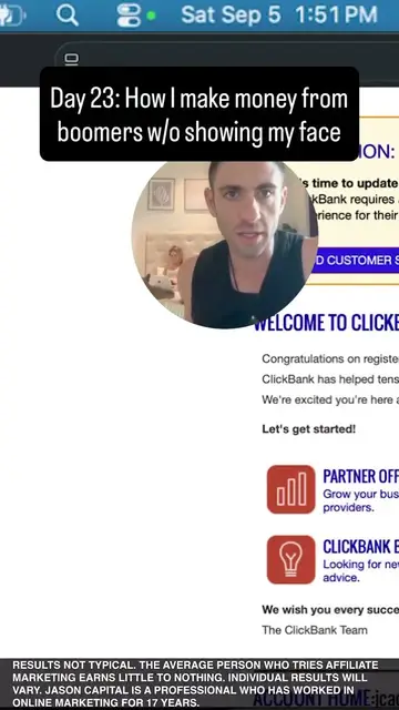 Jason logged into his ClickBank account, posted Sep 6