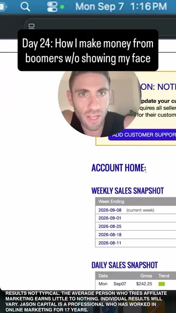 Jason logged into his ClickBank account, posted Sep 8