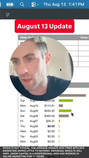 Jason logged into his ClickBank account, posted Aug 14