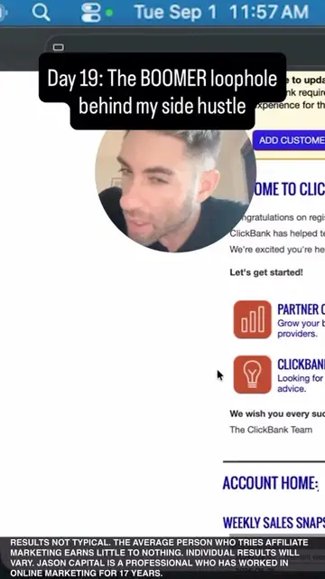 Jason logged into his ClickBank account, posted Sep 2