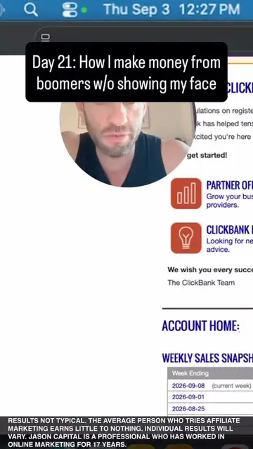 Jason logged into his ClickBank account, posted Sep 4
