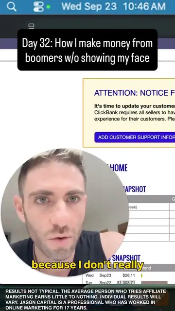 Jason logged into his ClickBank account, posted Sep 25