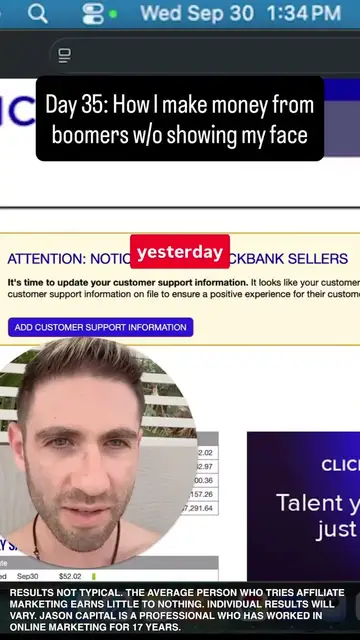 Jason logged into his ClickBank account, posted Sep 30