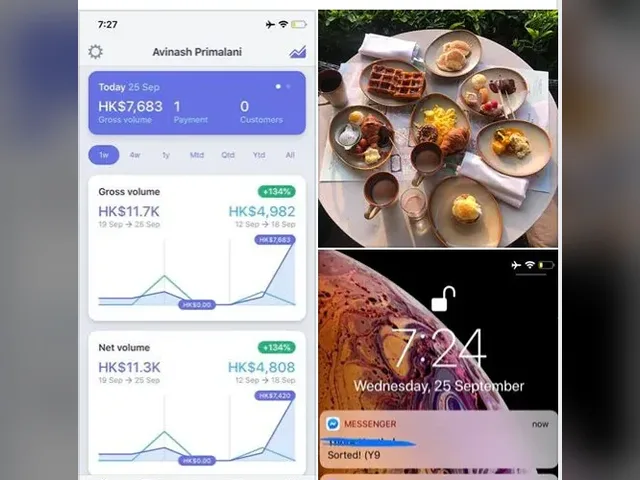Payments dashboard next to breakfast
