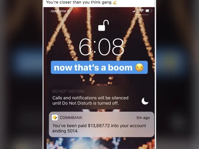 Bank alert on a phone lock screen