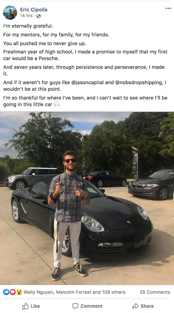 Post from a past student of an earlier Jason Capital program