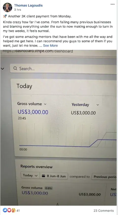 Post from a past student of an earlier Jason Capital program