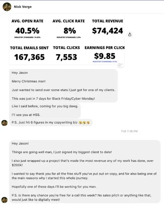 Post from a past student of an earlier Jason Capital program