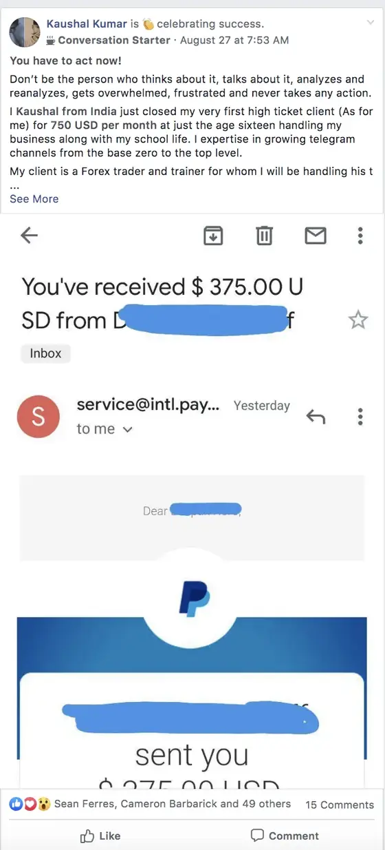 Post from a past student of an earlier Jason Capital program