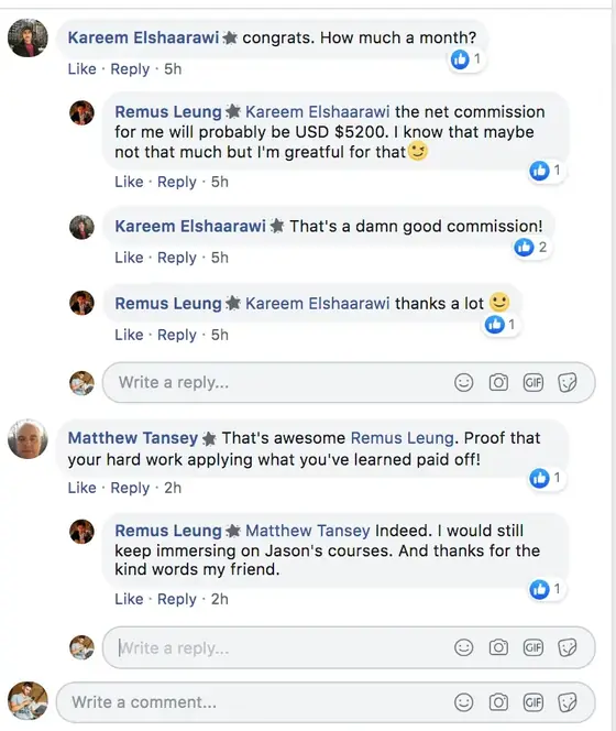 Post from a past student of an earlier Jason Capital program