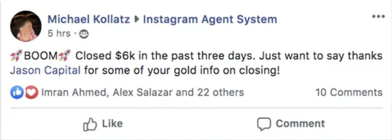 Post from a past student of an earlier Jason Capital program