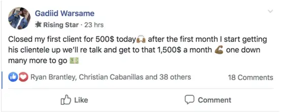Post from a past student of an earlier Jason Capital program