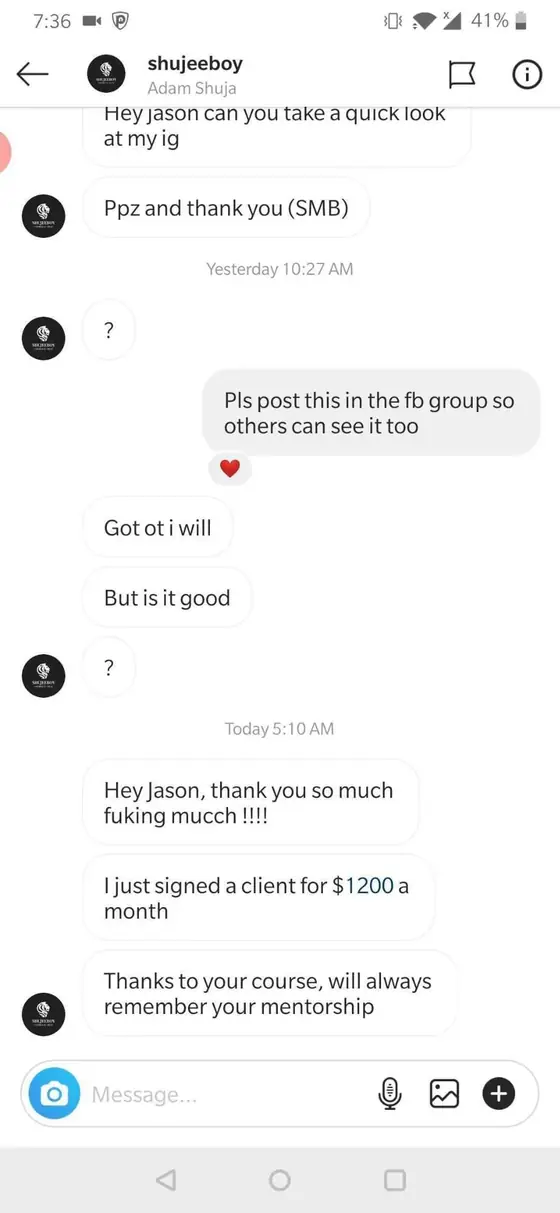 Post from a past student of an earlier Jason Capital program