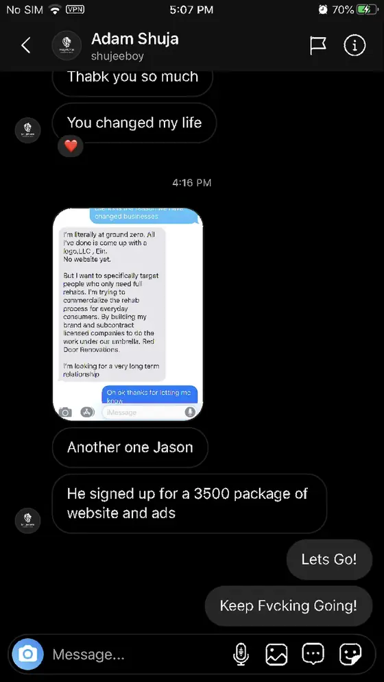 Post from a past student of an earlier Jason Capital program