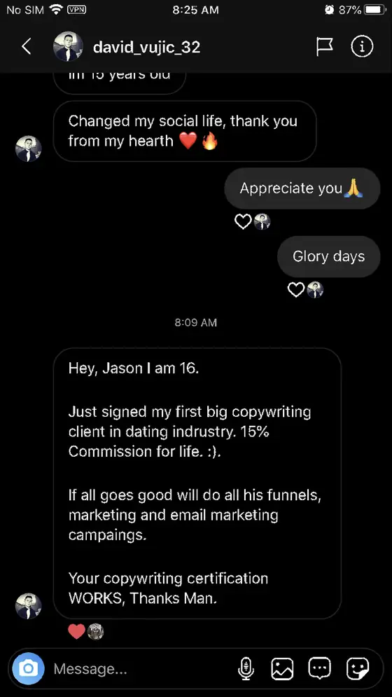 Post from a past student of an earlier Jason Capital program
