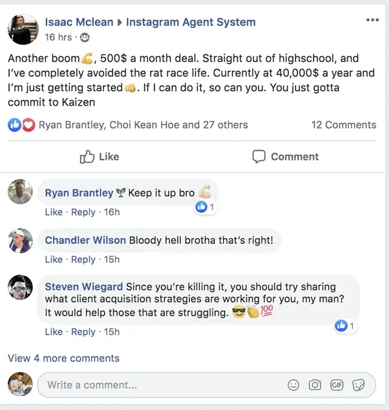 Post from a past student of an earlier Jason Capital program