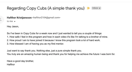 Post from a past student of an earlier Jason Capital program