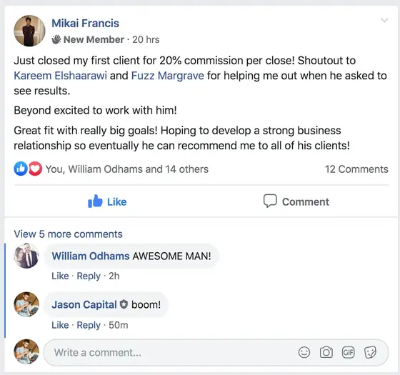 Post from a past student of an earlier Jason Capital program