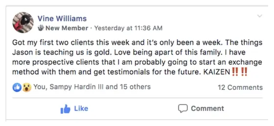 Post from a past student of an earlier Jason Capital program