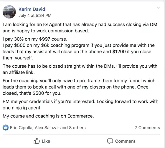 Post from a past student of an earlier Jason Capital program