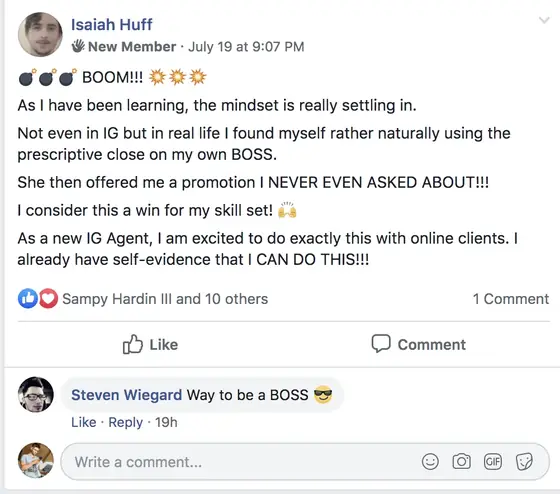 Post from a past student of an earlier Jason Capital program