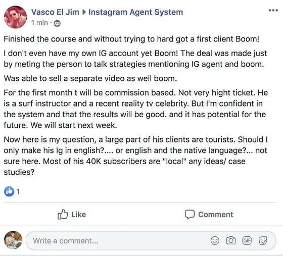 Post from a past student of an earlier Jason Capital program