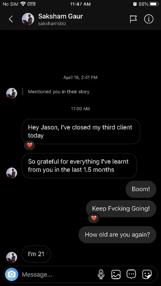 Post from a past student of an earlier Jason Capital program