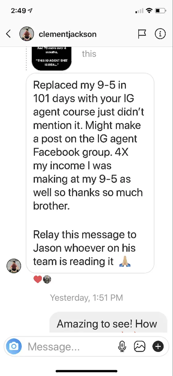 Post from a past student of an earlier Jason Capital program